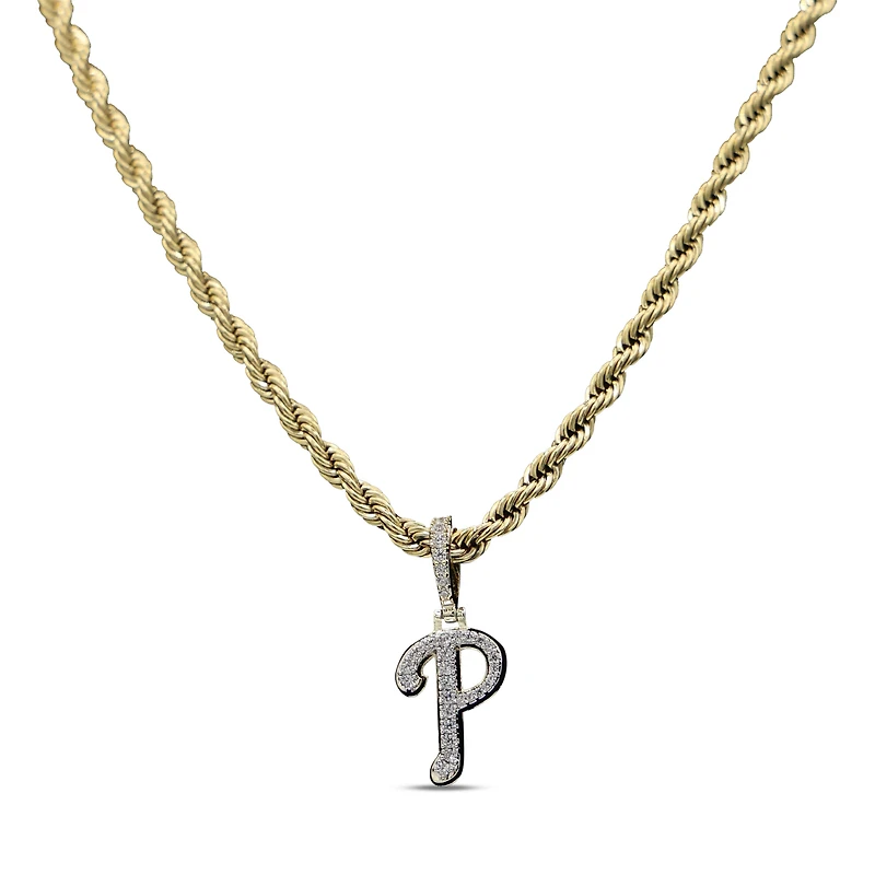 GLD Philadelphia Phillies 18K Yellow Gold Logo Pendant & 20" Rope Chain
