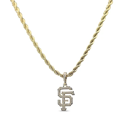 GLD San Francisco Giants 18K Yellow Gold Logo Pendant & 20" Rope Chain