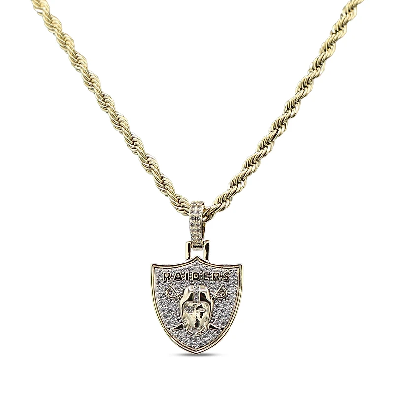 The GLD Shop Las Vegas Raiders 18K Yellow Gold Logo Pendant & 20" Rope Chain