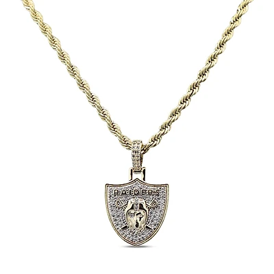 The GLD Shop Las Vegas Raiders 18K Yellow Gold Logo Pendant & 20" Rope Chain