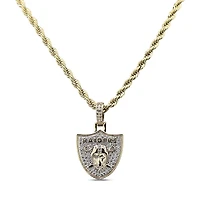The GLD Shop Las Vegas Raiders 18K Yellow Gold Logo Pendant & 20" Rope Chain