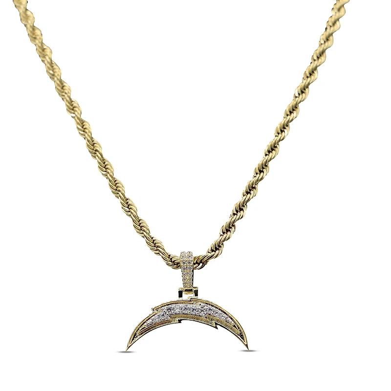 The GLD Shop Los Angeles Chargers 18K Yellow Gold Logo Pendant & 20" Rope Chain
