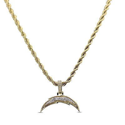 The GLD Shop Los Angeles Chargers 18K Yellow Gold Logo Pendant & 20" Rope Chain