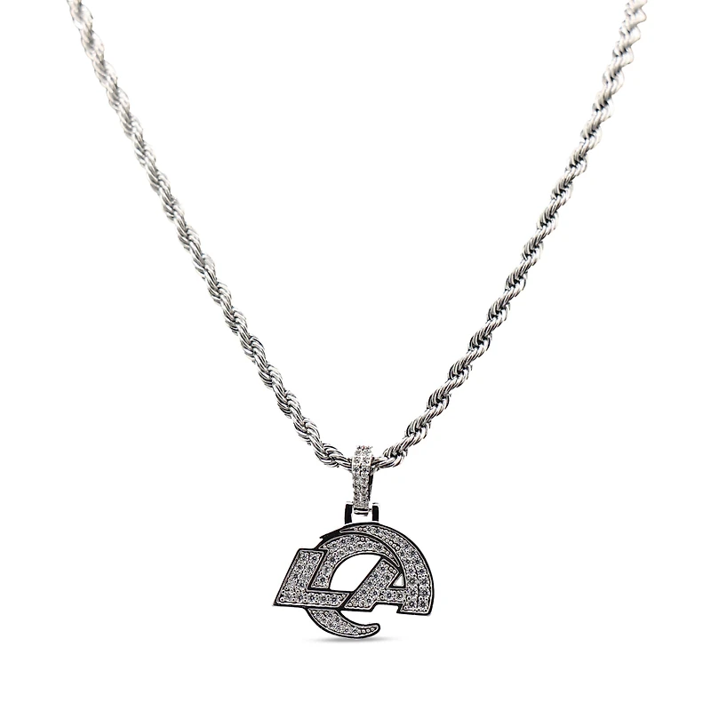 The GLD Shop Los Angeles Rams 14K White Gold Logo Pendant & 20" Rope Chain