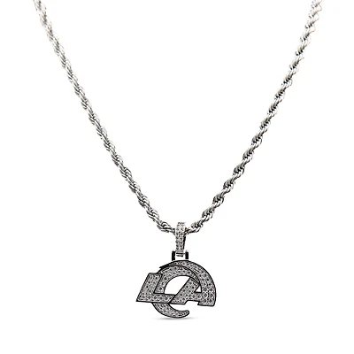 The GLD Shop Los Angeles Rams 14K White Gold Logo Pendant & 20" Rope Chain