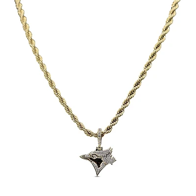 The GLD Shop Toronto Blue Jays 18K Yellow Gold Logo Pendant & 20" Rope Chain