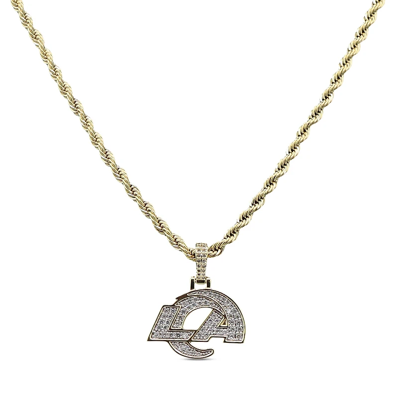 The GLD Shop Los Angeles Rams 18K Yellow Gold Logo Pendant & 20" Rope Chain