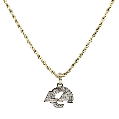 The GLD Shop Los Angeles Rams 18K Yellow Gold Logo Pendant & 20" Rope Chain