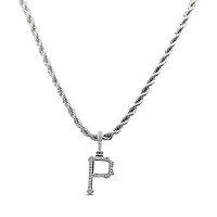 The GLD Shop Pittsburgh Pirates 14K White Gold Logo Pendant & 20" Rope Chain