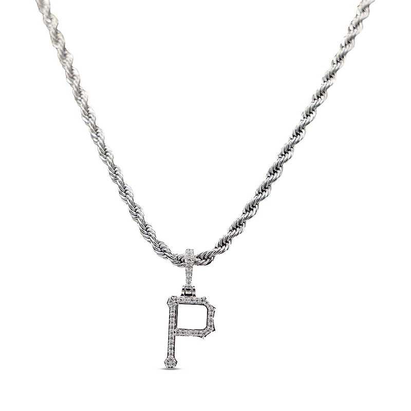 The GLD Shop Pittsburgh Pirates 14K White Gold Logo Pendant & 20" Rope Chain