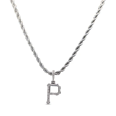 The GLD Shop Pittsburgh Pirates 14K White Gold Logo Pendant & 20" Rope Chain