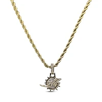 The GLD Shop Miami Dolphins 18K Yellow Gold Logo Pendant & 20" Rope Chain