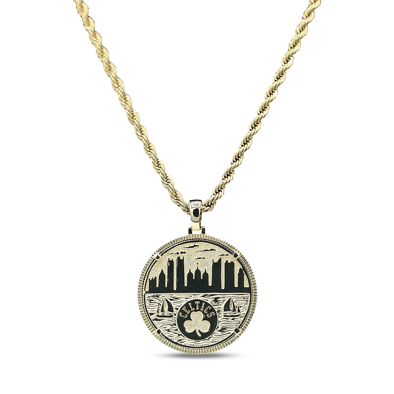 The GLD Shop Boston Celtics 18K Yellow Gold Logo Pendant & 20" Rope Chain