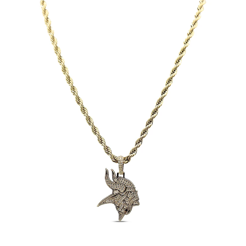 The GLD Shop Minnesota Vikings 18K Yellow Gold Logo Pendant & 20" Rope Chain
