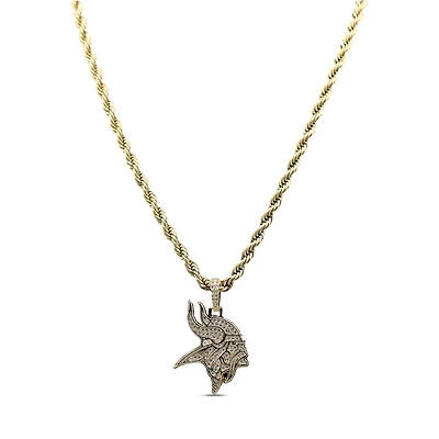 The GLD Shop Minnesota Vikings 18K Yellow Gold Logo Pendant & 20" Rope Chain