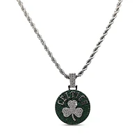 The GLD Shop Boston Celtics 14K White Gold Logo Pendant & 20" Rope Chain
