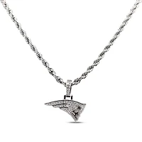 GLD New England Patriots 14K White Gold Logo Pendant & 20" Rope Chain
