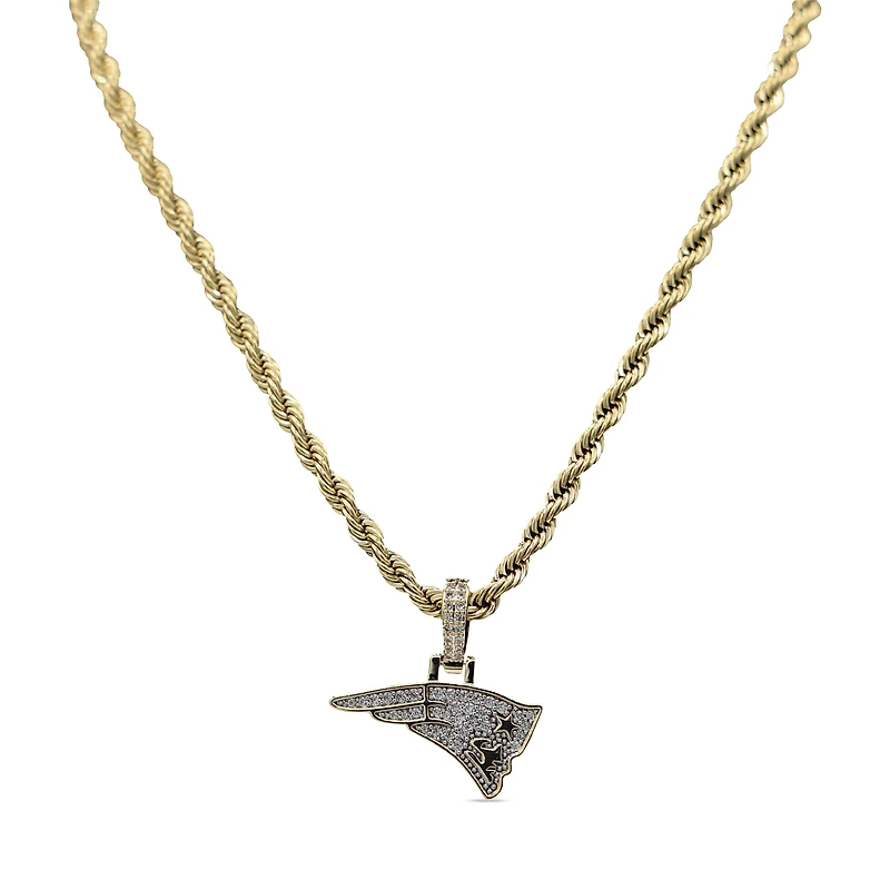 The GLD Shop New England Patriots 18K Yellow Gold Logo Pendant & 20" Rope Chain