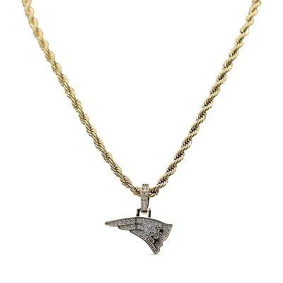 The GLD Shop New England Patriots 18K Yellow Gold Logo Pendant & 20" Rope Chain