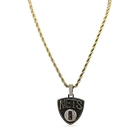 The GLD Shop Brooklyn Nets 18K Yellow Gold Logo Pendant & 20" Rope Chain
