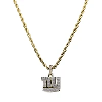 The GLD Shop New York Giants 18K Yellow Gold Logo Pendant & 20" Rope Chain
