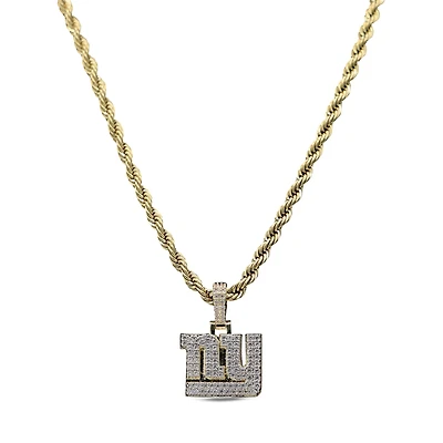 The GLD Shop New York Giants 18K Yellow Gold Logo Pendant & 20" Rope Chain