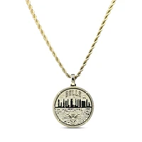 The GLD Shop Chicago Bulls 18K Yellow Gold Logo Pendant & 20" Rope Chain
