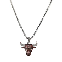 The GLD Shop Chicago Bulls 14K White Gold Logo Pendant & 20" Rope Chain