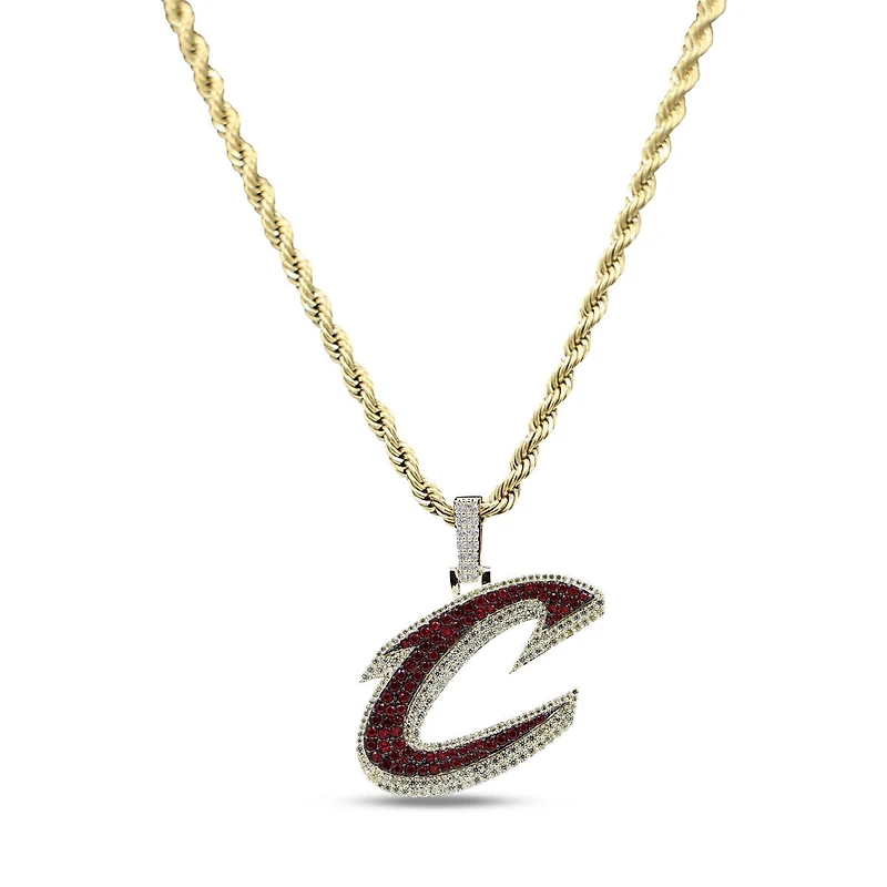 The GLD Shop Cleveland Cavaliers 18K Yellow Gold Logo Pendant & 20" Rope Chain