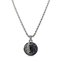 The GLD Shop Dallas Mavericks 14K White Gold Logo Pendant & 20" Rope Chain