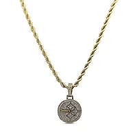 The GLD Shop Pittsburgh Steelers 18K Yellow Gold Logo Pendant & 20" Rope Chain