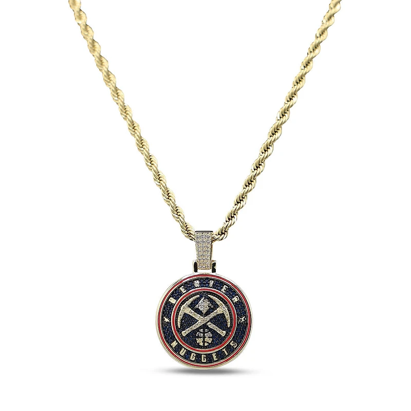 The GLD Shop Denver Nuggets 18K Yellow Gold Logo Pendant & 20" Rope Chain