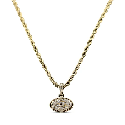The GLD Shop San Francisco 49ers 18K Yellow Gold Logo Pendant & 20" Rope Chain