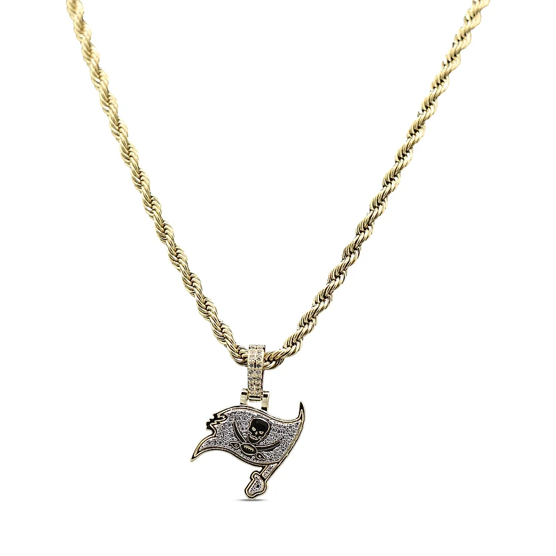 The GLD Shop Tampa Bay Buccaneers 18K Yellow Gold Logo Pendant & 20" Rope Chain
