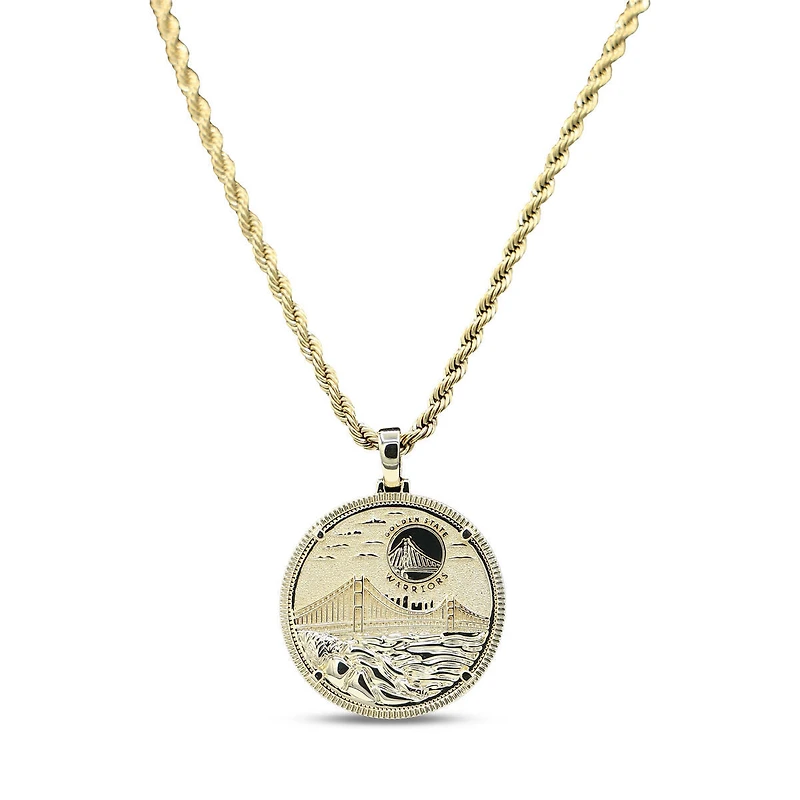 GLD Golden State Warriors 18K Yellow Gold Logo Pendant & 20" Rope Chain