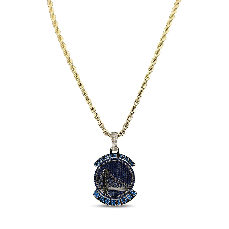The GLD Shop Golden State Warriors 18K Yellow Gold Logo Pendant & 20" Rope Chain