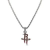 The GLD Shop Houston Rockets 14K White Gold Logo Pendant & 20" Rope Chain