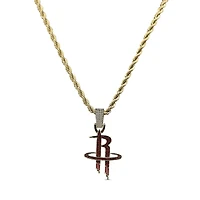 The GLD Shop Houston Rockets 18K Yellow Gold Logo Pendant & 20" Rope Chain