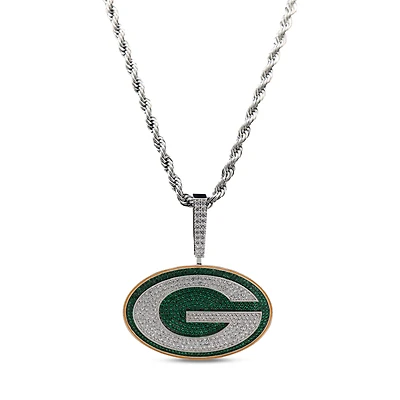 GLD Green Bay Packers 14K White Gold Logo Pendant & 20" Rope Chain
