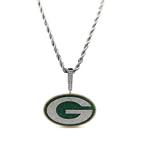 GLD Green Bay Packers 14K White Gold Logo Pendant & 20" Rope Chain