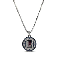 The GLD Shop LA Clippers 14K White Gold Logo Pendant & 20" Rope Chain