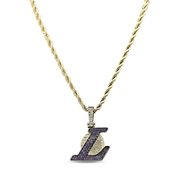 The GLD Shop Los Angeles Lakers 18K Yellow Gold Logo Pendant & 20" Rope Chain