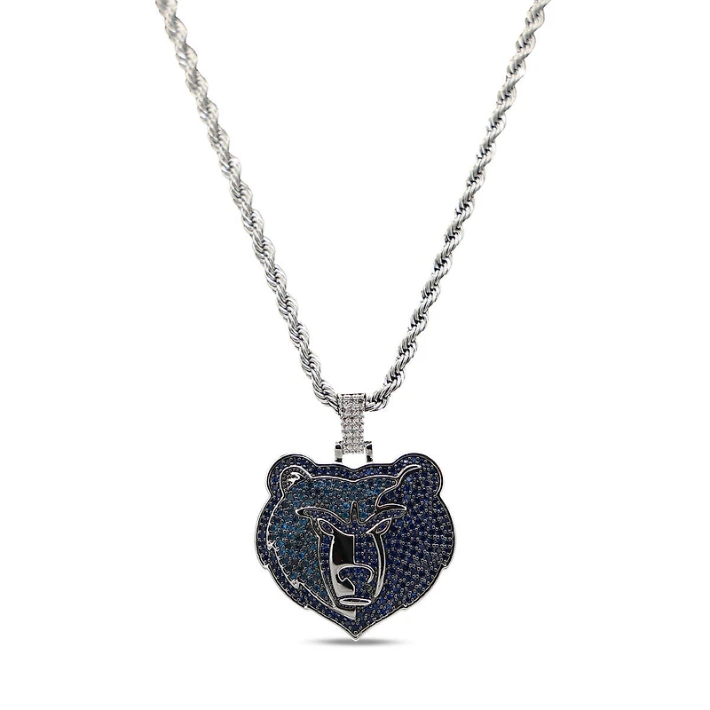 The GLD Shop Memphis Grizzlies 14K White Gold Logo Pendant & 20" Rope Chain