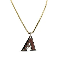 The GLD Shop Arizona Diamondbacks 18K Yellow Gold Logo Pendant & 20" Rope Chain