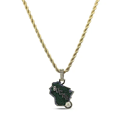 GLD Milwaukee Bucks 18K Yellow Gold Logo Pendant & 20" Rope Chain