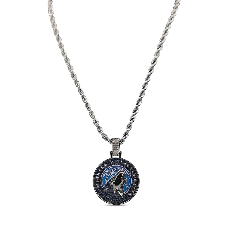 The GLD Shop Minnesota Timberwolves 14K White Gold Logo Pendant & 20" Rope Chain