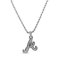 The GLD Shop Atlanta Braves 14K White Gold Logo Pendant & 20" Rope Chain