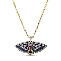 The GLD Shop New Orleans Pelicans 18K Yellow Gold Logo Pendant & 20" Rope Chain