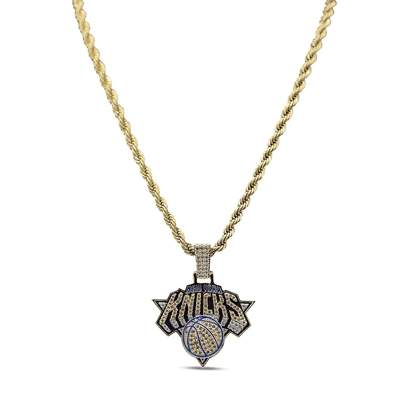 The GLD Shop New York Knicks 18K Yellow Gold Logo Pendant & 20" Rope Chain