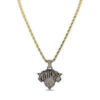 The GLD Shop New York Knicks 18K Yellow Gold Logo Pendant & 20" Rope Chain